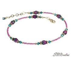 Wrap Armband, Fuchsia Purple, Beaded Anklet, Homemade Jewelry, Beaded Anklets, Beaded Jewelry Patterns, Beaded Bracelets Diy, Old Jewelry, Blue Zircon