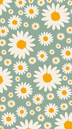 Green Daisy Wallpaper, Green Daisy, Daisy Wallpaper, Green Background, Flower Pattern, Sage Green, Daisy, Yellow, Green