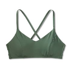 Feel fabulous poolside wearing this Crossback Seamed Bralette Bikini Top from Kona Sol™. Made from stretchy fabric for flexible comfort, this bralette bikini top is fashioned in a solid green color with seamed detailing for chic style. The crisscross back with a tie closure provides a secure, worry-free fit and the removable cup inserts offer customizable coverage. Complete your look with a matching or contrasting swim bottom, a pair of sunnies and flip-flops. Kona Sol™: Made for your day in the Solid Color Sporty Sports Bra For Poolside, Sporty Solid Color Sports Bra For Poolside, Sporty Solid Sports Bra For Poolside, Solid Color Bra With Padded Cups For Poolside, Green Summer Bra With Adjustable Straps, Summer Green Bra With Adjustable Straps, Poolside Bra With Padded Cups, Green Triangle Top Bra For Summer, Stretchable Beachwear Sports Bra