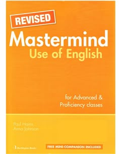 an orange book cover with the words, revised master mind use of english