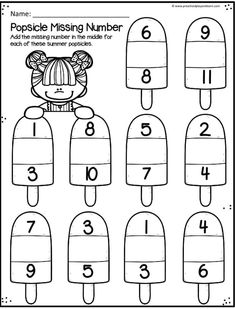 popsicle missing number worksheet