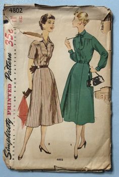 Shirtwaist Dress Pattern Simplicity 4802 Size 12 1950's Vintage Dress Pattern Simplicity, Simplicity Patterns Dresses, Shirtwaist Dress, Brands Outlet, 1950s Vintage, Vintage Sewing Patterns, Historical Fashion, Dress Pattern, Vintage Sewing