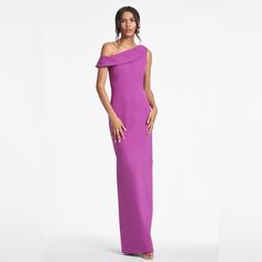 Nwt Brand New Never Worn Sachin And Babi Davis Gown - Magenta Elegant Purple Floor-length Maxi Dress, Purple One-shoulder Dress For Gala, Purple One-shoulder Evening Dress For Gala, Purple One-shoulder Gala Dress, One-shoulder Purple Evening Dress For Gala, Purple One-shoulder Fitted Evening Dress, Purple Fitted One-shoulder Evening Dress, Elegant Purple Maxi Gown, Elegant Purple Maxi Length Gown