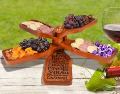 Personalized Appetizer Tray, Housewarming, Wedding Gift, Realtor Closing Gift, Mother's Day, Christmas, Charcuterie, Wine Glass Holder Take home a revolutionary serving board tower that combines both space-saving design with practicality and a little bit of fun! Each appetizer tower features a serving baseboard with a central tower pole to which the additional four serving platters attach. When combined, they create a fun tower of serving platters that can be filled with your favorite foods. Rem Wine Appetizers, Individual Appetizers, Tiered Server, Favor Cups, Appetizer Trays, Snack Cups, Realtor Closing Gifts, Dessert Display, Wine Glass Holder