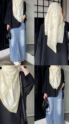 White Tshirt Outfit Hijab, Hijabi Cool Outfits, Outfit Muslimah Aesthetic, Outfit Hijab Syari Casual, Hijab Poses Photography, Ootd Syari Casual, Hijab Outfit Syari, Muslimah Outfit Ideas, Denim Outfit Hijab