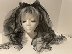 Cosplay Black Headwear Double Layer Veil Cosplay Black Veil Bride 18” New  | eBay Goth Wedding Veil, Goth Veil Wedding, Gothic Wedding Veil Headpieces, Goth Veil, Veil Aesthetic, Gothic Veil, Black Lace Face Veil, Double Layer Veil, Gothic Veil Headdress