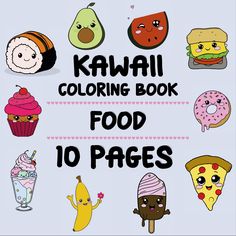 the kawaii coloring book food 10 pages