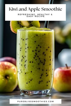 kiwi and apple smoothie with text overlay