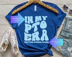 "Customize this PTO/PTA crew shirt with your school name for a unique and fun way to show off the PTO/PTA crew! Completely customizable - if you need it to say something other than PTO or PTA, let me know in the Personalization box or a message.  If you would like a specific color t-shirt but don't see it here, send me a quick message and I will see if I can find the perfect color for you.  These Unisex t-shirts are perfect for both men and women, soft, lightweight and comfortable.  .:Ordering:. Pta T Shirt Ideas, Pto Shirt Ideas, Pto Shirts Design, Pto Tshirts, Pto Shirts, Pto Mom, Pto Board, Pta Shirts, Parent Teacher Association