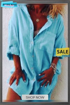 Casual Linen Cotton Solid Color Blouse Color Blouse, Top Blouse, Shop Now, Solid Color, Women's Top, Color