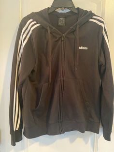 adidas Essentials Fleece 3-Stripes Full-Zip Hoodie Women's XL. Adidas Sportswear Hoodie With Three Stripes, Adidas Hoodie With Three Stripes For Sports Season, Sports Fleece Hoodie With Three Stripes, Fleece Sports Hoodie With Three Stripes, Three Stripes Fleece Hoodie For Sports, Adidas Hooded Track Jacket With Three Stripes, Hooded Adidas Track Jacket With Three Stripes, Hooded Hoodie With Three Stripes For Sports Season, Hooded Three Stripes Hoodie For Sports Season