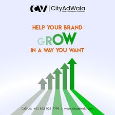 an advertisement with arrows pointing up to the words help your brand grow in a way you want