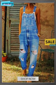 Fashion Casual Solid Ripped Loose Denim(5 Colors) Denim Baby, Jumpsuit Casual, Skirt Denim, Holiday Theme, Brain Teaser, Skirt Maxi, Modest Clothing, Mini Robes, Denim Romper