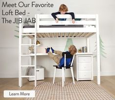 two children are sitting on bunk beds with their feet up in the air and one child is laying down