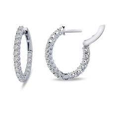 Lafonn Sterling Silver Simulated Diamond Open Hinged Oval Shape Inside Out Hoop Earrings Kids Gold Jewellery, Oval Hoop Earrings, Quartz Jewelry, Sterling Silver Hoop Earrings, Sterling Silver Hoops, Bangles Jewelry, Oval Diamond, Silver Hoops, Silver Hoop Earrings