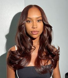 Black To Ginger Balayage, Brandy Hair Color, Cinnamon Brown Natural Hair, 4 Hair Color, Natural Hair Fall Colors Black Women, Brown Hair Copper Undertone, Brunette On Brown Skin, Chili Chocolate Hair, Copper Brown Hair Tan Skin