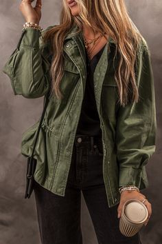 Collared Jacket, Normal Body, Long Sleeve Jacket, Sleeve Jacket, Long Sleeves Jacket, Moss Green, Green Jacket, Polished Look, Cotton Style