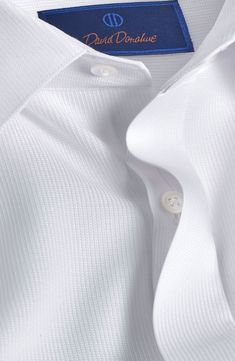 A subtle geometric pattern textures a dress shirt made from pima cotton to elevate a casual outfit and relax any formal look. Hidden-button placket Spread collar Adjustable button cuffs 100% pima cotton Machine wash, line dry Imported White Dress Shirt Men, Tie A Tie Easy, Mens Sneaker Boots, Trousers Pattern, French Cuff Dress Shirts, Dress Models, French Cuff Shirts, White Dress Shirt, Business Casual Shirts