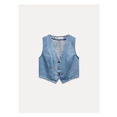 V-neck vest. Front metal button closure. Denim Waistcoat, Waistcoat Woman, Trench Coat Dress, Linen Suits, Short Denim, Cardigan Sweater Jacket, Tshirt Skirt, T Shirt Vest, Shirt Skirt