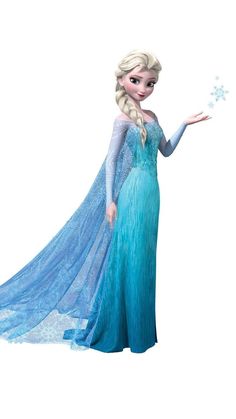 an image of a frozen princess with blue hair and dress holding a snowflake