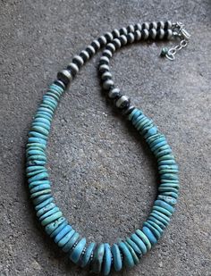 Sterling Silver Turquoise W Navajo Pearls Bead Necklace. 18 inch Southwestern Turquoise Necklace With Spacer Beads, Western Turquoise Round Beads Jewelry, Southwestern Beaded Round Turquoise Necklace, Western Style Turquoise Round Beads Jewelry, Southwestern Beaded Turquoise Necklace, Turquoise Western Jewelry With Round Beads, Turquoise Western Style Round Beads Jewelry, Southwestern Turquoise Necklace With Round Beads, Handmade Western Turquoise Beaded Necklace