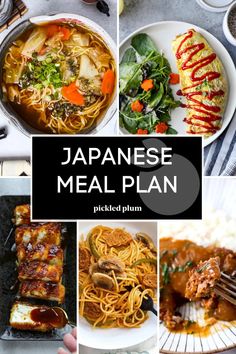 the japanese meal plan includes noodles, meat and vegetables