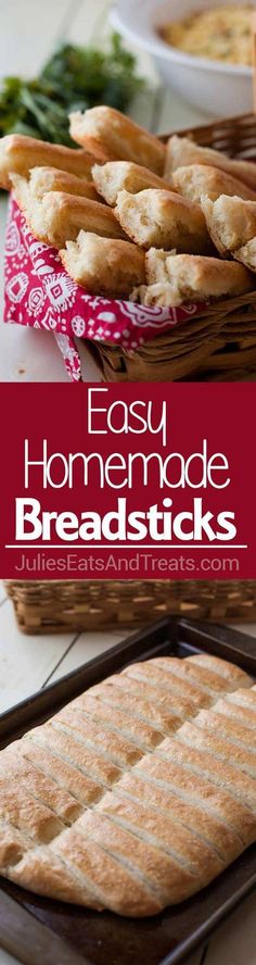 easy homemade breadsticks with text overlay