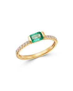 Bloomingdale's Emerald & Diamond Ring in 14K Yellow Gold - 100% Exclusive Heirloom 14k Yellow Gold Emerald Ring, Timeless 14k Yellow Gold Emerald Ring, Timeless Emerald Ring In 14k Yellow Gold, 14k Yellow Gold Emerald Ring With 17 Jewels, Timeless Emerald Diamond Ring In Yellow Gold, Timeless Yellow Gold Emerald Ring In 14k Gold, Timeless Yellow Gold Emerald Diamond Ring, Timeless Yellow Gold Diamond Ring With Emerald, Hallmarked Yellow Gold Diamond Ring With Emerald Cut