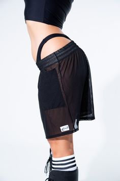 Black Mesh Soccer Logo Shorts Shorts Mi Gente Clothing Soccer Logo, The Dance, Dance Floor, Baggy Fits, Black Mesh, The Field, Soccer, Crop Top, Mesh