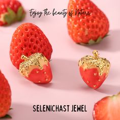 Strawberry Earrings Gold Fruit Design Drop Earrings, Gold Drop Earrings With Fruit Design, Gold Earrings With Fruit Design For Gift, Elegant Fruit Design Dangle Jewelry, Elegant Dangle Jewelry With Fruit Design, Wedding Gift For Girl, Earrings Prom, Strawberry Earrings, Fruit Earrings