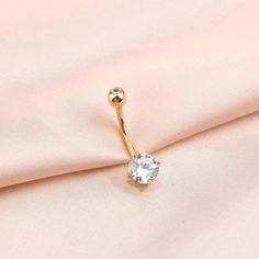 Elegant Gold Belly Rings, Elegant Cubic Zirconia Belly Rings As Gift, Elegant Gold Belly Rings Gift, Elegant Cubic Zirconia Belly Rings, Elegant Round Cubic Zirconia Belly Rings, Belly Button Piercing Cute, First Piercing, 14kt Gold Jewelry, Bellybutton Piercings