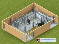 an aerial view of a horse stall with stalls