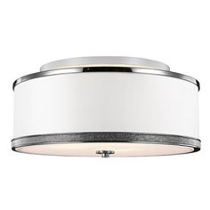 a white ceiling light with chrome trim