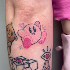 #nintendo #tattoo #kirby #kirbyfanart #pink #kawaii #crayon #crayontattoo #nintendogamer #gamer Kirby Flash Tattoo, Video Game Flash Tattoo, Nintendo Tattoo Ideas, Nintendo Tattoos, Crayon Tattoo, Kirby Tattoo, Nintendo Tattoo, Peach Tattoo, Gamer Tattoos