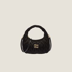 Mini Hobo Bag, Prada 2005, Miu Miu Handbags, Metal Lettering, Miu Miu Bag, Pink Out, Miu Miu Wallet, Lettering Logo, Bags Aesthetic