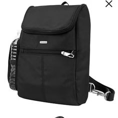 an image of a black shoulder bag with two zippers on the front and side