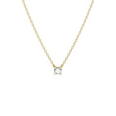 Enhance your style with this 1/6 Ct. diamond solitaire 4 prong necklace. The single diamond is set in a traditional four-prong setting, capturing and reflecting light beautifully. This necklace is perfect for any occasion, offering a classic and elegant look. Whether for casual wear or formal events, this piece adds a touch of timeless beauty to your ensemble, making it a versatile and cherished addition to your jewelry collection. Classic Yellow Gold Solitaire Necklace With Lab Grown Diamond, Classic Diamond Birthstone Necklace, Classic Yellow Gold Solitaire Necklace, Delicate 14k Gold Solitaire Necklace With Prong Setting, Classic Gold Solitaire Necklace With Lab Grown Diamond, Classic Yellow Gold Solitaire Diamond Necklace, Classic Yellow Gold Solitaire Necklace For Everyday, Classic White Gold Birthstone Necklace With Single Diamond, Classic Diamond Birthstone Necklace For Formal Occasions