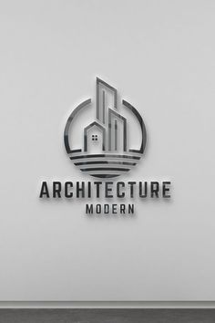 the logo for architecture modern is shown in black and white, with an image of a building