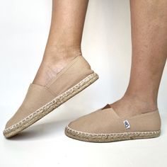 Lolalu is a socially conscious brand with a mission to help families affected by rare chromosome disorders and to raise awareness to medical professionals. They donate a minimum of 15% of their profits directly to charities that help support their cause. When you shop at Lolalu, you can do good and look good too Lolalu - Signature beige espadrilles with right / left soles and elastic tongue for added comfort and fit. The insole is finished with a light breathable cotton that is always soft on yo Bridesmaid Flats, Beige Espadrilles, Bridesmaid Slippers, Party Flats, Spanish Espadrilles, Foldable Flats, Womens Espadrilles Wedges, Foldable Shoes, Wedding Slippers