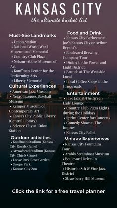 the kansas city guide is shown in this image, it's full of things to see