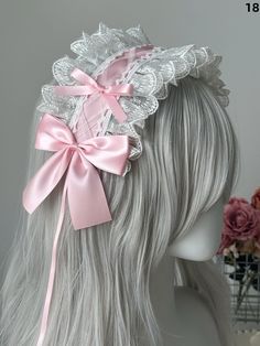 This adorable Lolita lace hairband is perfect for adding a sweet, versatile touch to your outfits. Handmade with intricate lace details, this original hair accessory is ideal for any Lolita fashion enthusiast. Elevate your look with this charming and beautifully crafted piece. Garment Size SizeFree SizeLength30Width12 Cute Pink Hair Accessories, Collars For Subs With Leash Pink, Dolly Hair Accessories, Blonde Hair Korean, Coquette Accessories, Micro Pig, Lace Hairband, Princess Story, Hair Korean