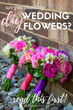 pink and white bouquets with the words are you planning diy flowers? read this first