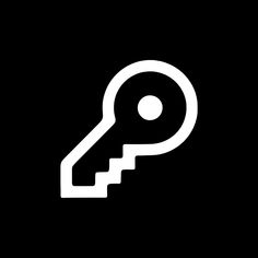 a black and white image of a key with the letter p in it's center