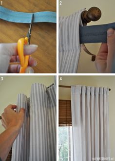 instructions for how to tie curtains with scissors