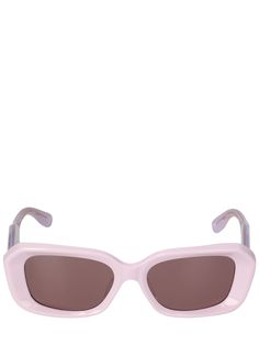 Low nose bridge rectangular sunglasses. Shiny light pink acetate frame . Shiny bi-layer light pink acetate temples with metal studs and enameled Gucci logo detail . Solid purple brown lens . 100% UVA/UVB protection Pink Gradient Sunglasses In Acetate, Pink Acetate Sunglasses With Mirrored Lenses, Pink Tinted Acetate Sunglasses, Gucci Pink Sunglasses With Uv Protection, Pink Gucci Sunglasses With Uv Protection, Gucci Acetate Sunglasses With Tinted Lenses, Gucci Tinted Acetate Sunglasses, Gucci Pink Sunglasses With Tinted Lenses, Gucci Pink Tinted Sunglasses