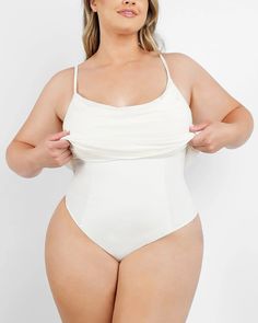 Built-In Shapewear 2-in-1 Mesh Draped Cami Top Supportive White Full Coverage Shapewear, White Full Coverage Supportive Shapewear, White Shaping Bodysuit Shapewear, White Full Coverage Stretch Shapewear, White Camisole Shapewear, White Shaping Shapewear Bodysuit, White Shaping Bodysuit, White Stretch Shapewear Bra Friendly, White Stretch Shapewear