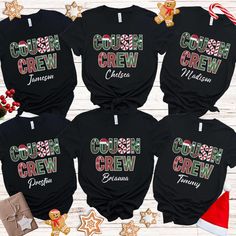 Cousin Crew Shirts, Matching Cousin Shirts for Kids through adults! Shop with Confidence! We are a 5-Star Rated Shop! Step up your cousin Christmas stepping into these Christmas "Cousin Crew" t-shirts! These eye-catching shirts feature a bold, on-style, design and funky font. Add a personal touch and these shirts ensure every cousin looks stylish while celebrating their unique bond. Made from high-quality, comfortable fabric, they are perfect for family gatherings, reunions, or just showing off cousin pride in everyday life. From babies to adults, everyone can join the fun and make lasting memories with these trendy Holiday "Cousin Crew" tees. SIZING: * Unisex, classic fit. Please refer to size chart in listing photos for details. * Easy measuring tip: Take your favorite shirt, lay it on a Cousin Crew Shirts, Cousin Shirts, Funky Fonts, Matching Family Shirts, Cousin Crew, Family Shirts Matching, Holiday Shirt, Crew Shirt, Holiday Shirts