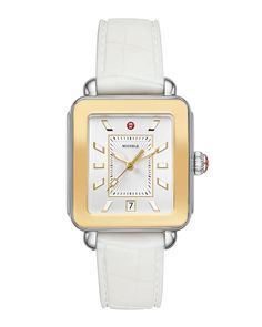 Get free shipping on MICHELE Deco Sport Two-Tone Watch w/ Silicone Strap, White at Neiman Marcus. Shop the latest luxury fashions from top designers. Sporty Women, Michele Watches, S Tag, Toned Women, High End Watches, Invicta Watches, Women Watches, Two Tone Watch, Square Watch