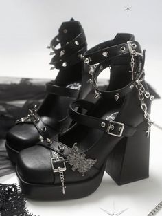 Goth Platform Boots, Goth Platforms, Butterfly Chain, Goth Shoes, Punk Shoes, Gothic Shoes, Dr Shoes, Platform Mary Janes, Fancy Shoes