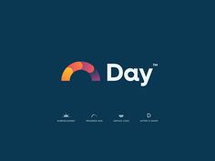 the logo for day on a dark blue background with different colors and font, as well as